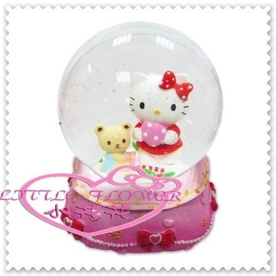 小花花日本精品♥ Hello Kitty  聖誕節 雪球 雪花球 耶誕水晶  粉色小熊11412304
