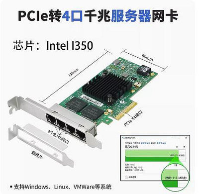 INTEL千兆網卡I350T4四口PCIE軟路由X4電口服務器4口工業相機 - 沃匠家居工具