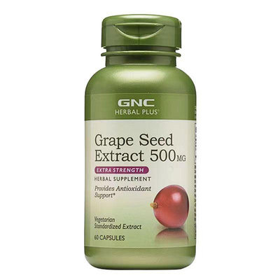 GNC葡萄籽精華500mg 60粒胺基酸礦物質維生素E類黃酮亞油酸天然多酚低聚原花青素OPCs美商Grape Seed