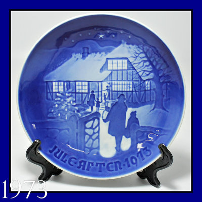 【桑園の】1973年 -七月鄉村聖誕限量版- 丹麥B&G 皇家哥本哈根名瓷 手工彩繪瓷盤 飾皿 年度聖誕盤 D 5430