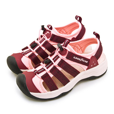 利卡夢鞋園–GOODYEAR 固特異透氣輕便護趾織帶運動涼鞋--盛夏探險系列--紅粉棕--32602--女