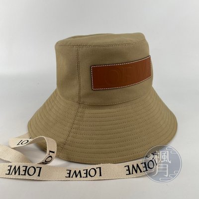 BRAND楓月 LOEWE 羅意威 米色 帆布 皮LOGO 漁夫帽 #59 遮陽帽 造型 配件