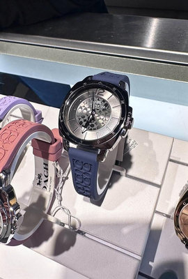 現貨出售~【Coach】馬車系列 矽膠錶帶滿版錶 精品時尚腕錶 深藍色 保證真品 不真可退 全新正品㊣現貨在台 免運