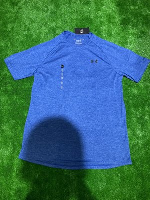 棒球世界 全新UA 男T恤運動短袖 Tech 2.0 排汗UNDER ARMOUR 藍色特價1326413-432