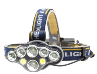 T6爆亮八核頭燈-高功率-2控4段燈光模式-USB傳輸充電-垂釣-修車-夜騎-工作-露營-檯燈(附兩顆18650鋰電池)