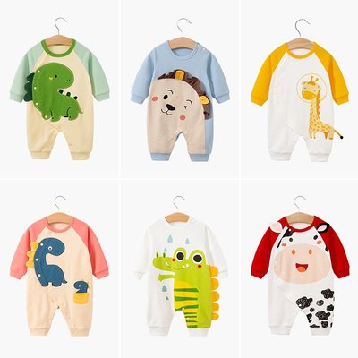 嬰兒連體衣嬰兒衣服春季男女寶寶卡通連體衣新生兒長袖外出抱衣棉國外熱賣超便宜韓版時尚童裝