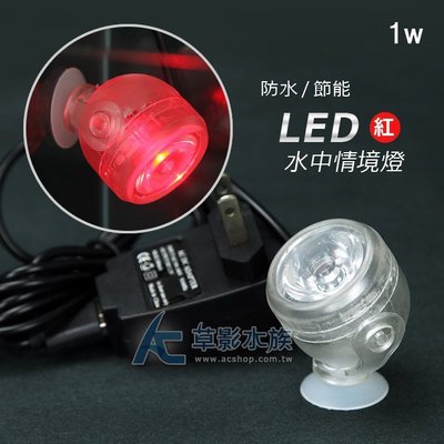 【AC草影】 LED情境水中燈（1W/紅色）【 一個】水族 燈具