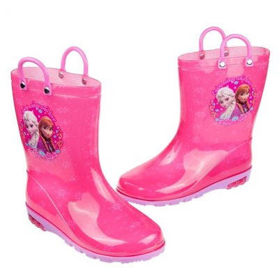 童鞋(17~22公分)Disney冰雪奇緣姊妹桃粉色提把兒童雨鞋B0T293G