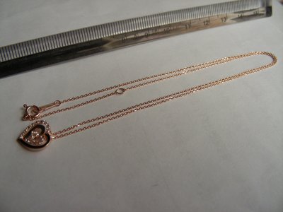 Vendome Aoyama 青山 日本高級珠寶品牌 18K 玫瑰金 天然鑽石墜子 項鍊 心鑽  物況極新  S139