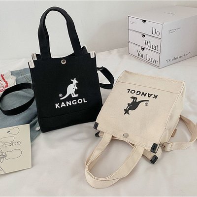 100％原廠韓國 KANGOL 韓版女生 帆布袋 斜挎包 大容量斜背包 手提包 托特包 女款包