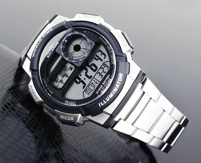 南◇現 CASIO 手錶 軍用錶 10年電力 銀色 AE-1000WD-1A 世界地圖 電子錶 卡西歐 防水 軍錶