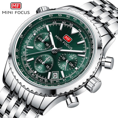 Mini FOCUS 男士手錶頂級品牌豪華運動石英手錶全鋼防水經典計時男夜光手錶