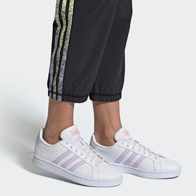 Adidas neo GRAND COURT 復古 輕便 低幫 耐磨 白紫 百搭 休閒 運動 滑板鞋 FX3446 女鞋公司級