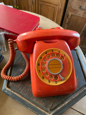 阿公的舊情人 早期 老電話 600型 轉盤 橘色 普普風 完整 無破無裂