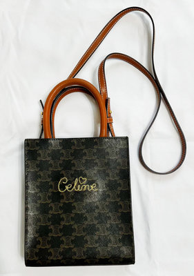 CELINE 塞琳 凱旋門 風琴包 老花 托特包 單肩斜挎 小牛皮 斜挎包