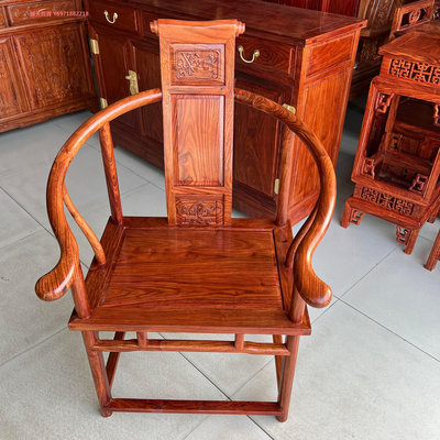紅木椅子刺猬紫檀卷書椅圈椅茶椅太師休閑椅花梨實木中式圍椅官帽