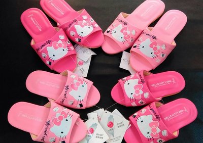 [KIKI鞋舖]三麗鷗Sanrio Hello Kitty 大頭KITTY室內拖鞋台灣製親子拖鞋桃色粉色