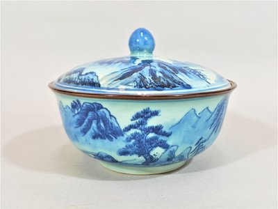 [銀九藝] 古瓷 瓷器 康熙年製 山水青花瓷蓋碗