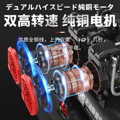 現貨-日本質造無油靜音空壓機220V小型高壓機空氣壓縮機木工噴漆打氣泵-簡約