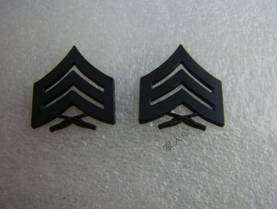 美國金屬徽章 海陸戰隊USMC 中士 禮服常服 領銜 黑色 一對