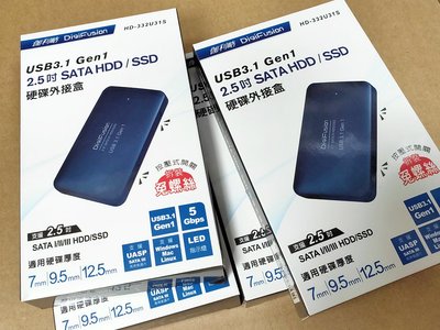 【全新盒裝】伽利略 2.5吋 USB3.1 Gen1 to SATA SSD 硬碟外接盒 HD-332U31S 一年保