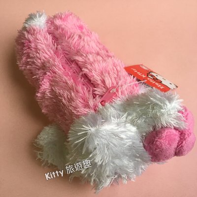 [Kitty 旅遊趣] Hello Kitty 筆袋 造型筆袋 文具收納袋 化妝包 立體造型好可愛 粉紅色絨毛筆袋