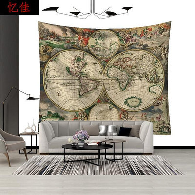世界地圖ins掛布背景墻超大網紅房間臥室裝飾掛毯床頭掛畫墻布
