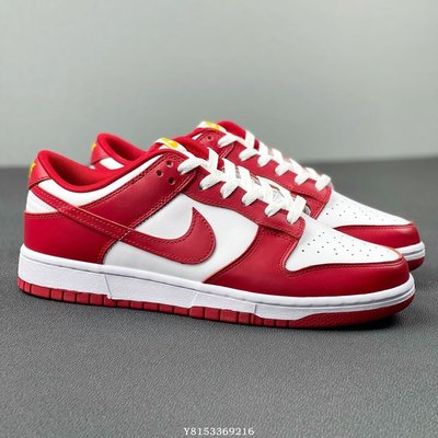 NIKE Dunk Low "Gym Red" 白紅金字 經典時尚 耐磨 低幫籃球鞋 男鞋