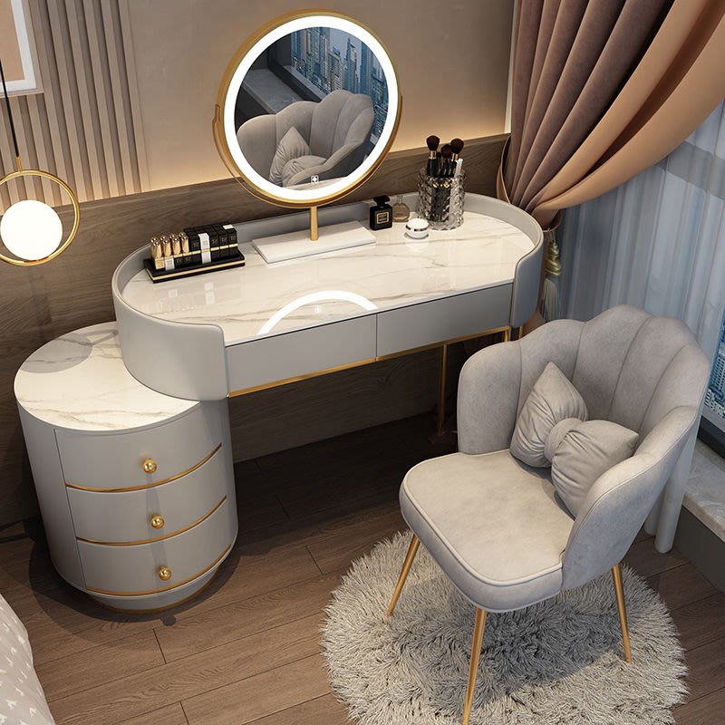 輕奢梳妝臺臥室2022年新款現代簡約ins風小戶型化妝桌收納柜一體-標價是定金| Yahoo奇摩拍賣