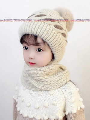 女童帽子圍巾一體冬季加絨加厚可愛公主針織毛線寶寶防風護耳帽潮-zero潮流屋