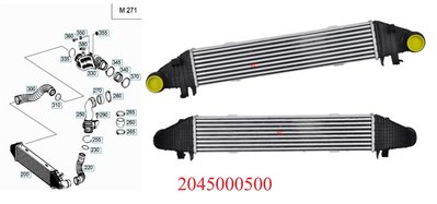 賓士 OM642 M271 W204 W212 渦輪增壓冷卻器 2045000500 中冷器