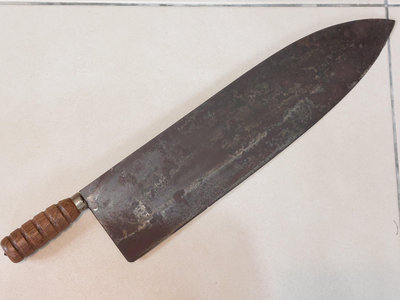 早期鐵製鯊魚刀.大魚刀(3)~木柄~興隆~總長約56CM