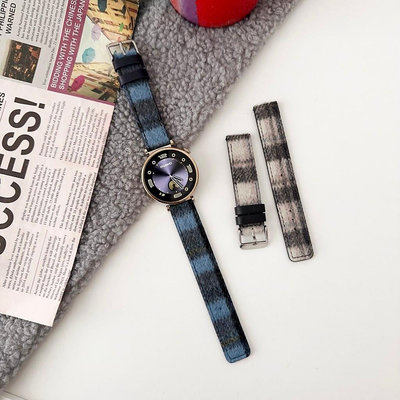 適用於18mm錶帶 方格平尾毛絨錶帶 適用於Huawei GT4/Watch 1/B5