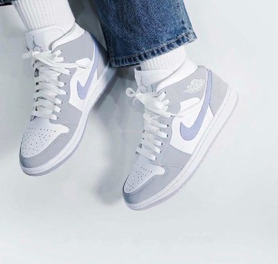 【代購】Nike Air Jordan 1 Mid 冰藍 煙灰 高幫運動百搭籃球鞋 BQ6472-105
