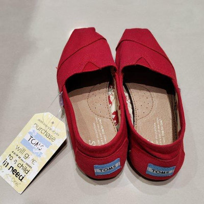 ［全新］現貨出清紅色素面經典款女鞋 TOMS鞋 懶人鞋 帆布鞋 休閒鞋W6.5