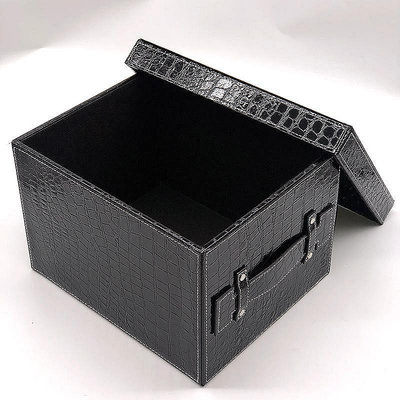 皮質收納盒有蓋客廳儲物盒黑色整理箱小號車載北歐衣服雜物收納箱