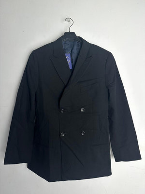 Armani Collezioni 黑色 羊毛 雙排扣 西裝 外套 C262004 Y