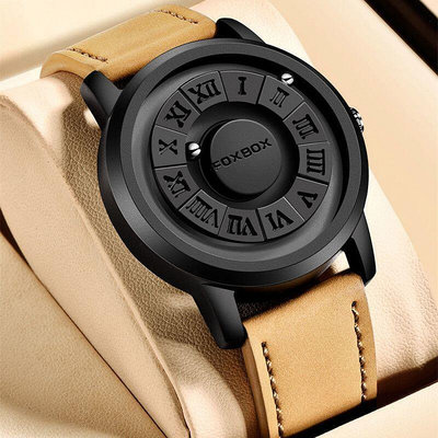 磁力滾珠男士個性創意手表潮黑科技炫酷概念無邊框設計石英腕表男B9