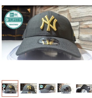 New Era MLB NY Yankees Gold Logo 9Forty 紐約洋基隊黑底金色logo老帽彎帽