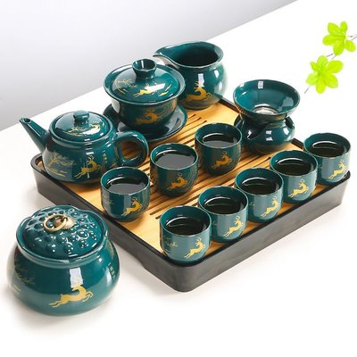 茶具套裝全套功夫茶具家用客廳簡約創意泡茶陶瓷茶杯蓋碗茶盤整套