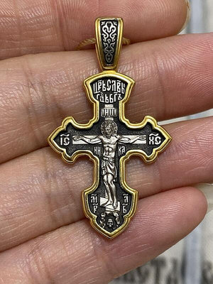 眾信優品 愛沙尼亞宗教十字架聖牌項鏈吊墜925純銀999鎏金保真不會掉色 YS2067