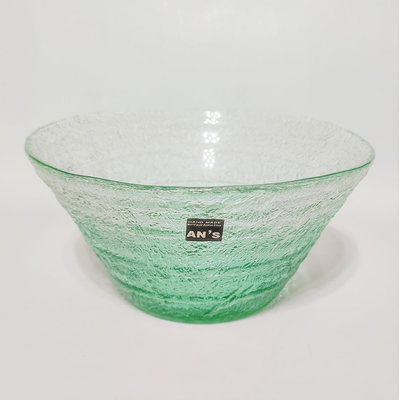 全新綠色冰晶手工玻璃盅 水晶琉璃缽 日本沖繩琉球玻璃村手工製作