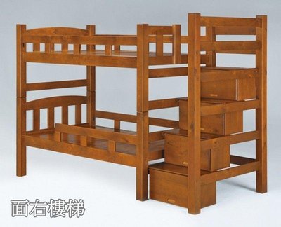 【萊夫家居】SN-321-1：淺胡桃3.5尺收納雙層床-面右【台中家具】上下舖 子母床 兒童床 實木床 學生床 台灣製造
