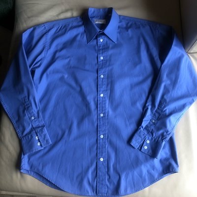 [品味人生2]保證正品 YSL Yves Saint Laurent 藍色 長袖襯衫 size 42 適合XXL