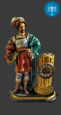 【波賽頓-歐洲古董拍賣】歐洲/西洋古董 一義大利古董 19世紀 稀少大型托斯卡尼手繪風格 座鐘(年份:1900~1920年；尺寸:高60×寬40×深23公分)