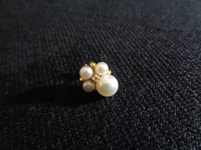 Mikimoto 御本木珍珠 18K金 鑽石耳環 耳錠（單耳）