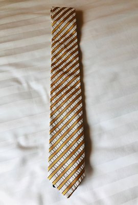 [品味人生2]保證全新正品 Prada 黃白色 立體紋 領帶