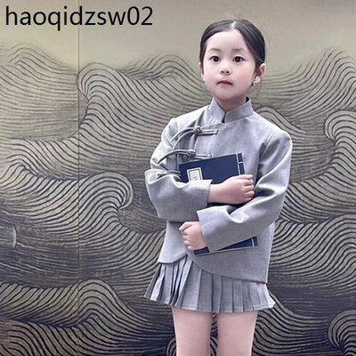 春季新款童裝男童女童中國風西裝外套休閒短褲jk裙子學院風半身裙