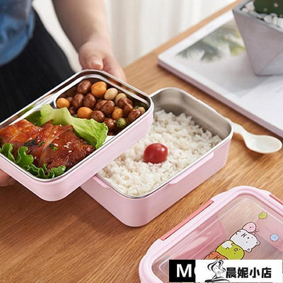 不銹鋼保溫飯盒雙層微波爐便當盒小學生飯盒成人防燙帶蓋韓國 MOMO精品嚴選店