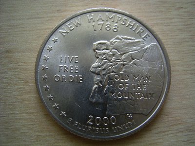 2000-D New Hampshire 美國 各大 50洲 25C 1/4 Quarter 早期 錢幣